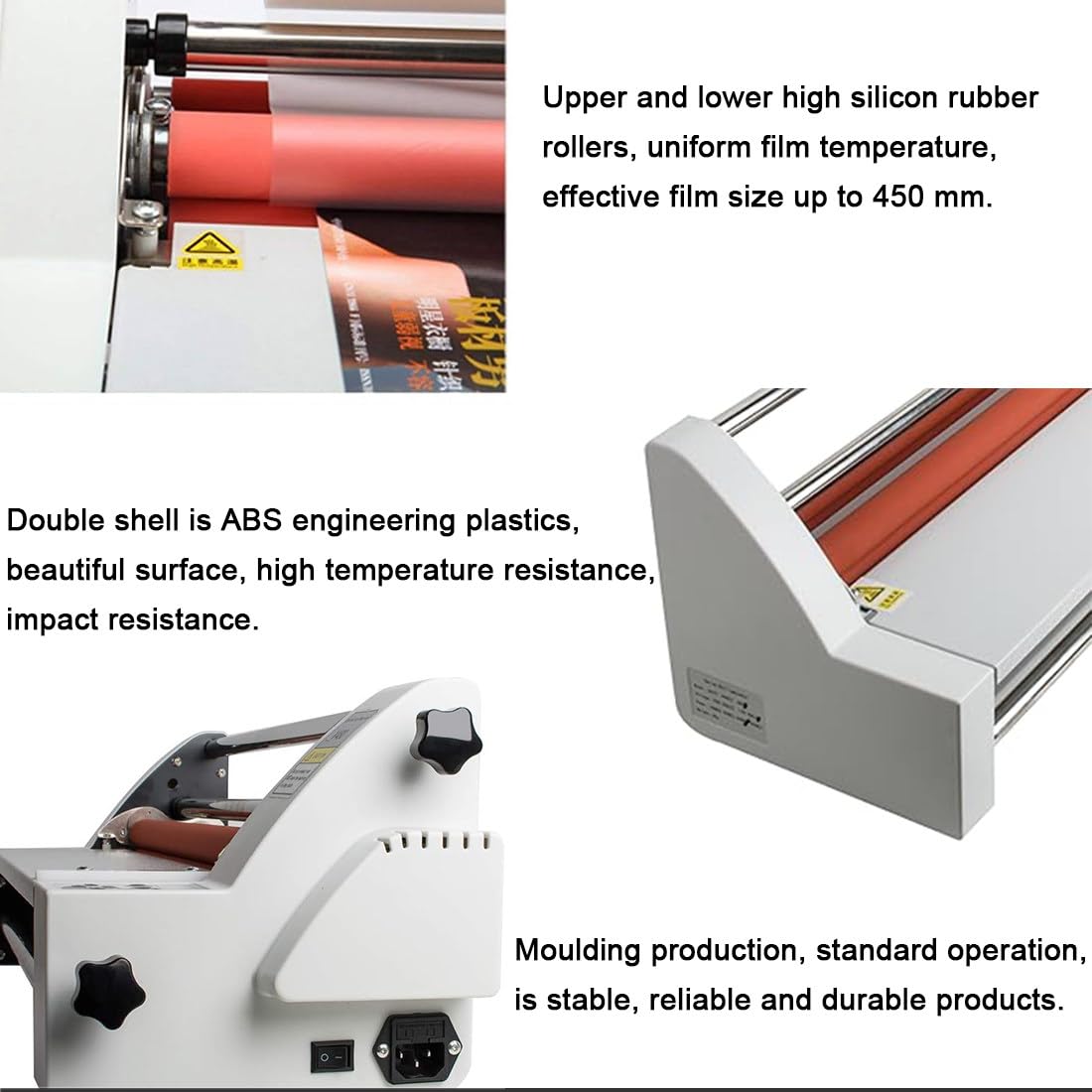 Laminatrice Professionale 350mm/450mm Macchina di Laminazione Termica a Quattro Rulli per Carta A2/A3/A4 su Un Solo/Due Lati, Laminazione a Caldo E a Freddo per Documenti, Foto,V350