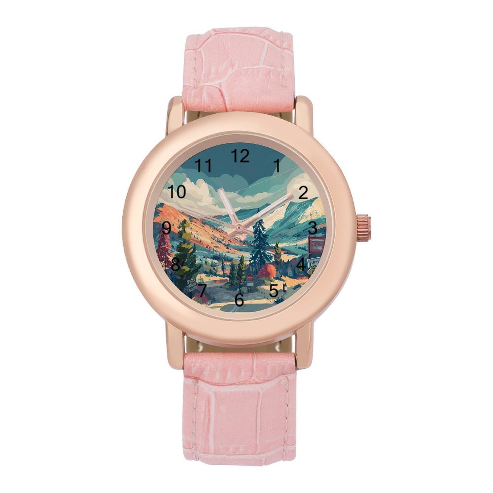 Canadian Mountain Damen-Armbanduhr, leicht ablesbar, flexibel, drei Zeiger, rundes Gehäuse, Quarzuhr für kleine Handgelenke