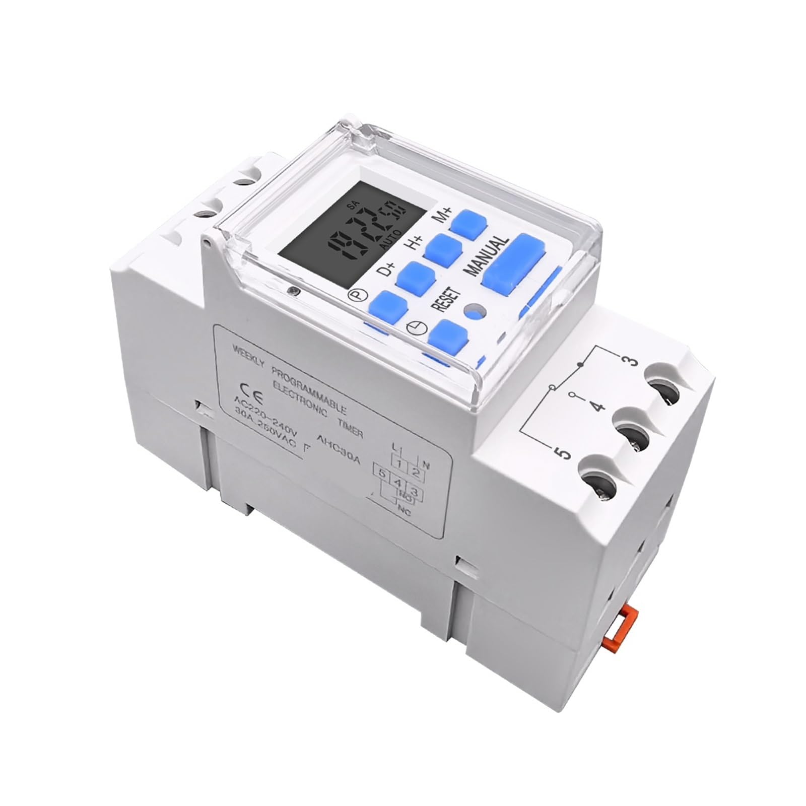 Temporizador de relé Digital programable semanal monofásico de 1 NO y 1 NC for Carril DIN, 7 días, CA 220 V, 230 V, 12 V, 24 V, 48 V, 16 A(24V AC DC)