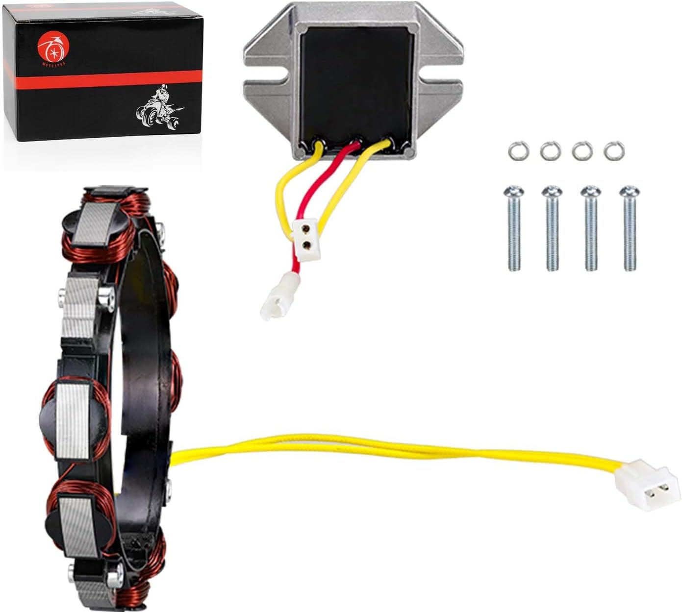 Alternator Stator Coil 2Pin w/Regulator For Briggs & Stratton Engines 10-16 Amp 592830 Replaces for OEM 592830, 696458, 691064, 393295 845907 394890 797375