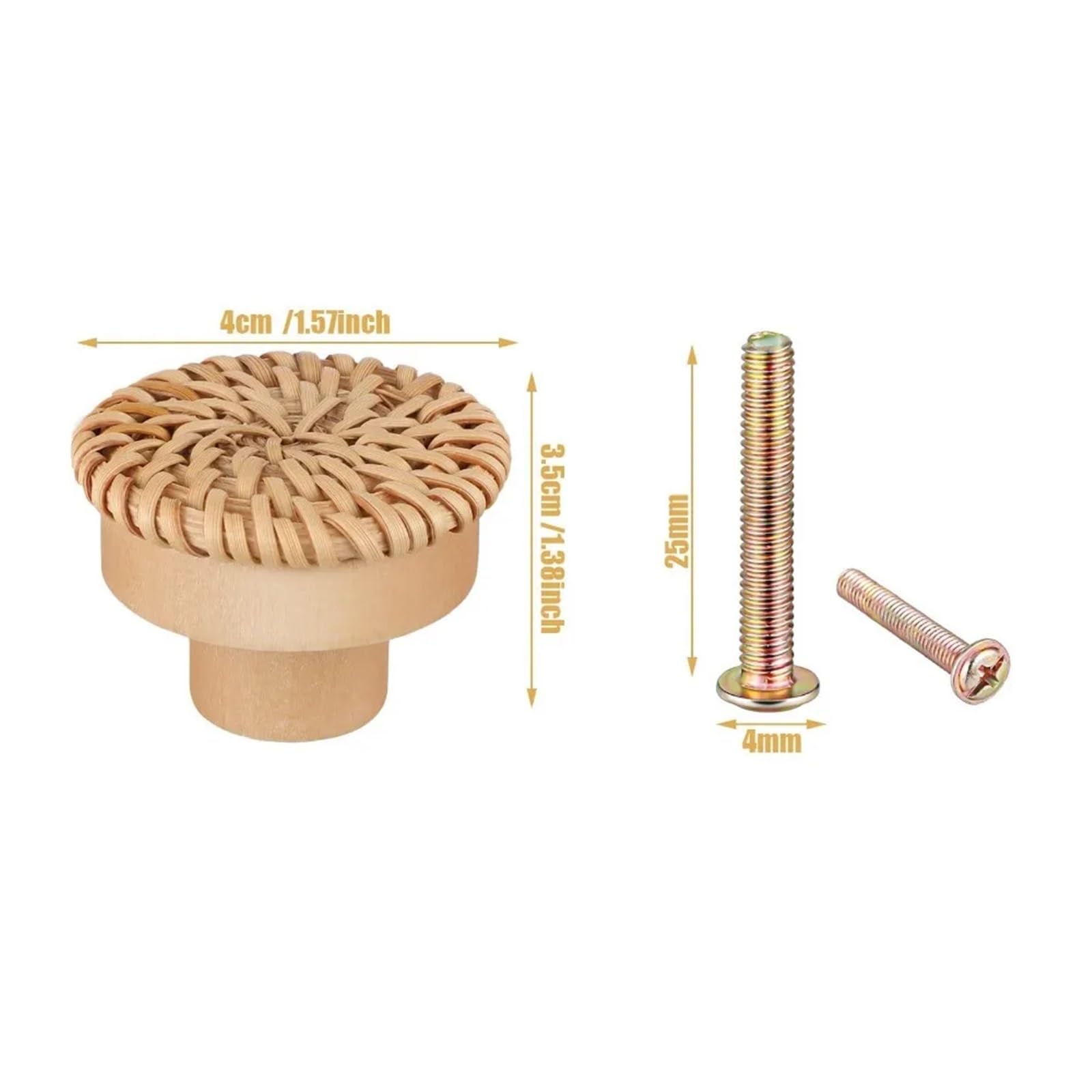 10-50 maniglie in legno per ante di armadietti, cassettiere, pomelli per cassetti in rattan, per mobili da cucina (bianco, 50 pezzi)