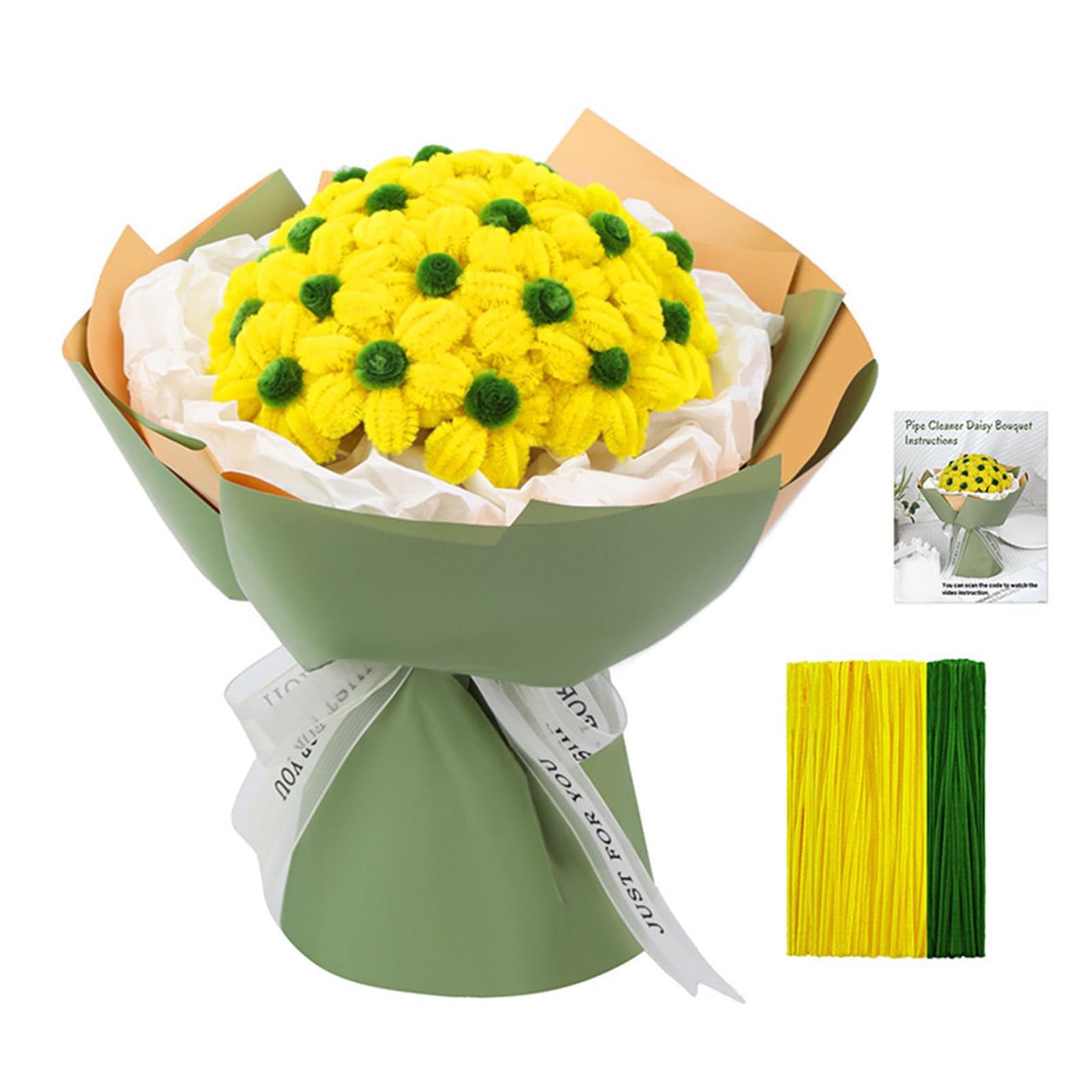 Hsioluted Bouquet Pipe Cleaners for Pipe Cleaner Flowers Set Pipecleaners Craft Kits Cleaners Flower Making Kits Flower Set