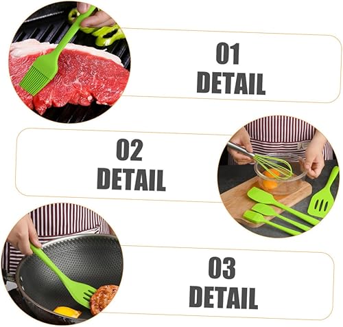 Miniatura 4 de TOYANDONA 5pcs Silicone Baking Utensil Set Non-stick Kitchen Cooking Tools Heat Resistant Green Household Kitchenware with Stainless Steel Handles