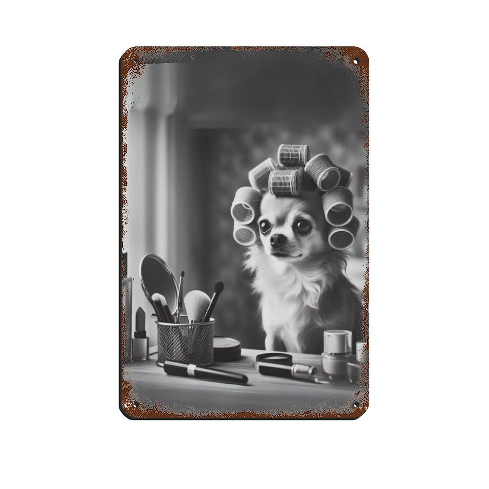 Chihuahua Dog Bathroom Art (3) Retro Poster Metal Tin Sign Chic Art Retro Iron Painting Bar People Cave Cafe Family Garage Poster Wall Decoration 8x12inch(20x30cm)