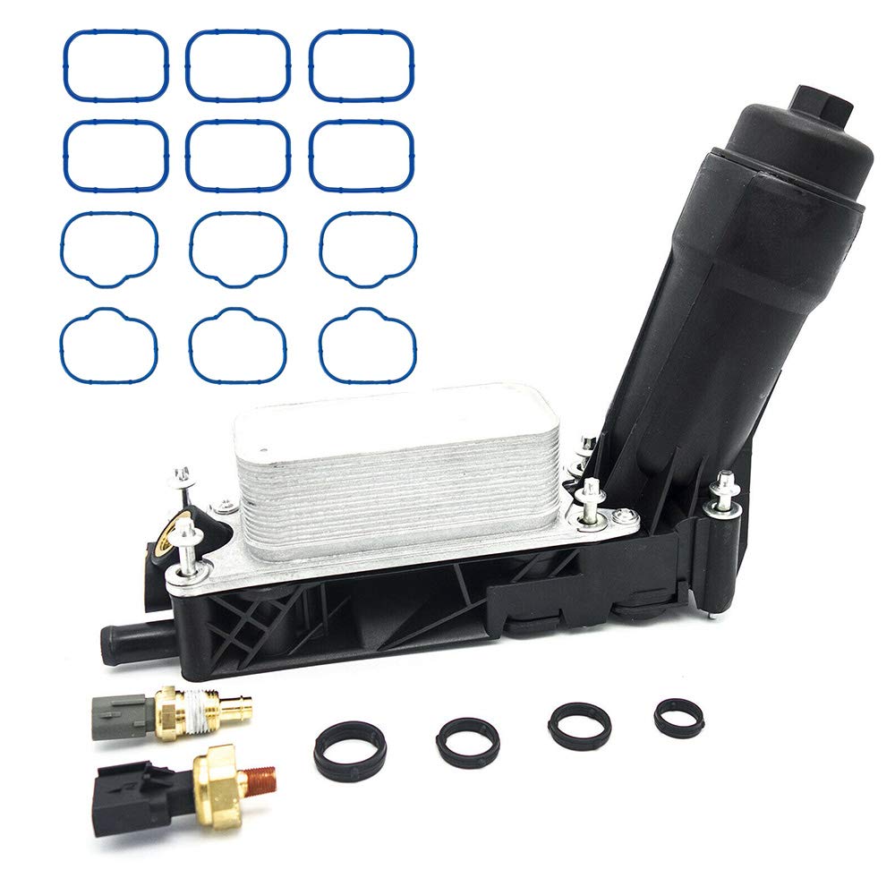Engine Oil Filter Cooler Housing Assembly Complete Kit Compatible with 2011-2013 Dodge Journey Wrangler 3.6L Replaces 5184294AE