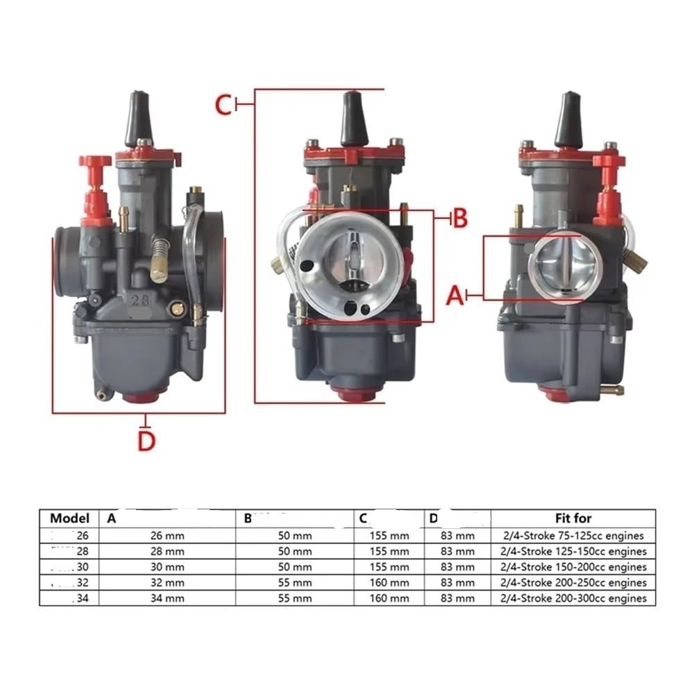Ajuste for carburador de motocicleta I-PWK26 inyección de energía eléctrica 28 30 32 34 mm for vehículos todo terreno(I-PWK 30)