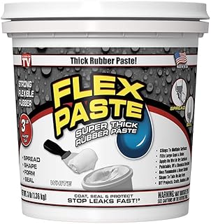 Flex Paste, 3 lb Tub, White, Waterproof Paintable Putty, Spackle Sealant, Fill Gaps Cracks Holes - Block Out Water and Air - UV Resistant - Walls, Drywall, EPDM, Concrete, Roof, RV Repairs