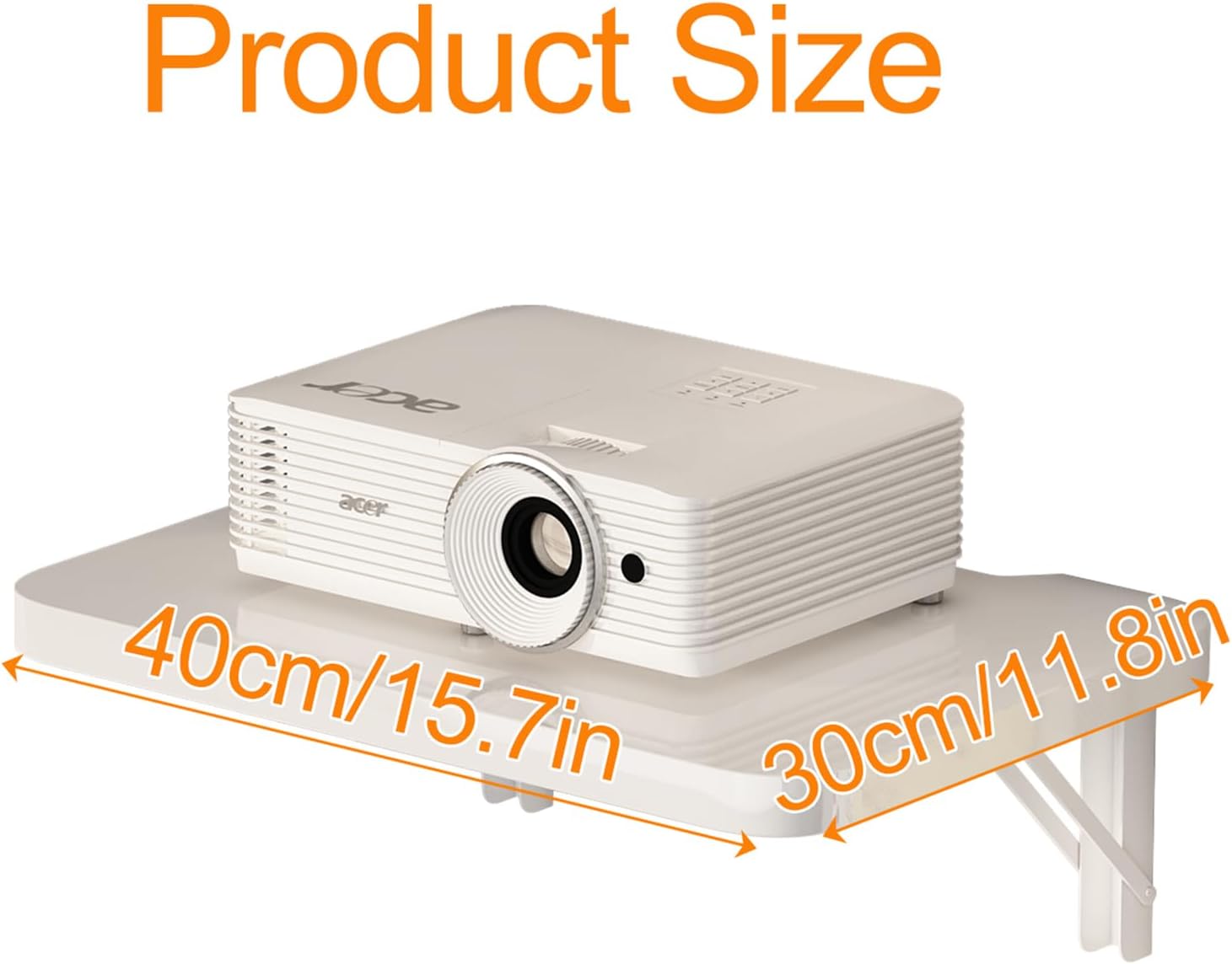 Folding Projector Shelf - Floating Entertainment Shelf - TV&Router Floating Shelves for Wall - Wooden Wall Mounted Shelves for DVD Players Cable Boxes, Holds Up to 30lbs (White, 15.7x11.8 inch) White 15.7x11.8 inch