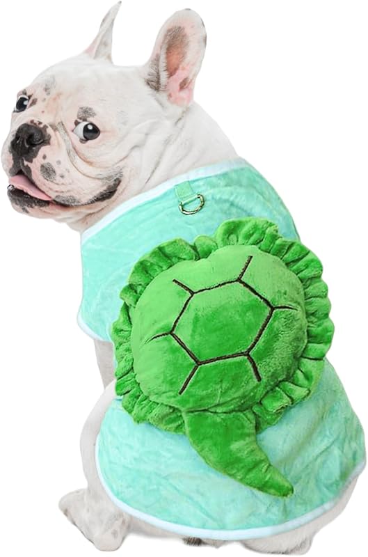 Fantasia de Tartaruga para Cães NACOCO em Veludo com Argolas para Guia, Verde, Tamanho M
