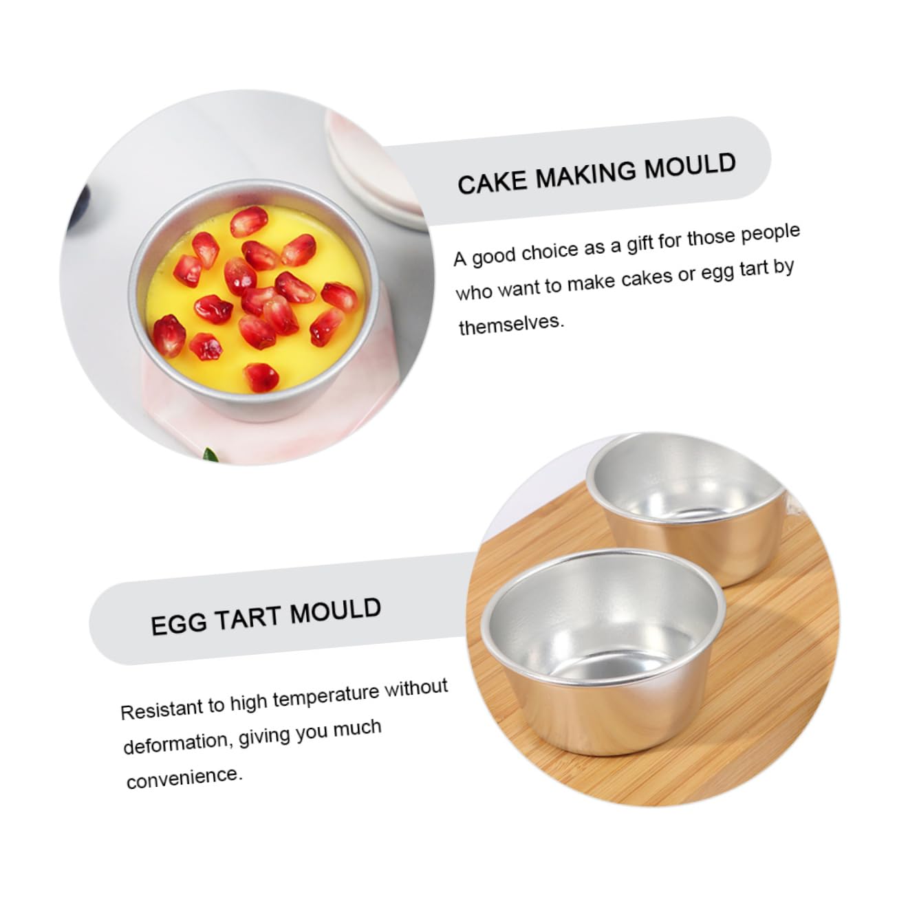 3piezas Moldes Prácticos Para Hornear Tartas y Pasteles Inoxidable No Deforma No Rayan y Antiadherentes