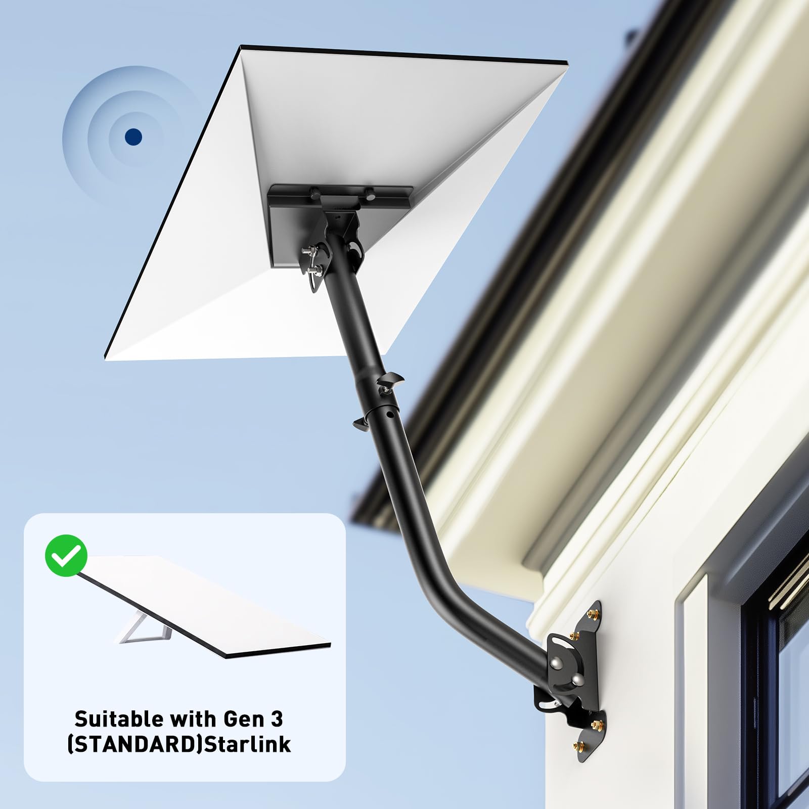 Starlink Gen 3 Mount 360°, Allongement Réglable Starlink kit de Montage Compatible avec Parabole Standard V3 Starlink, Support Mural/Support de Toit pour kit Internet Starlink Satellite