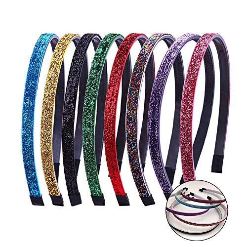 Haarband mit Glitzer, 8pcs Samt mit Zähnen Sanfte Berührung Stirnbänder DIY Haarreif Stirnbänder Kopfbedeckungen für Frauen, Männer und Mädchen, 8 Farben Cover