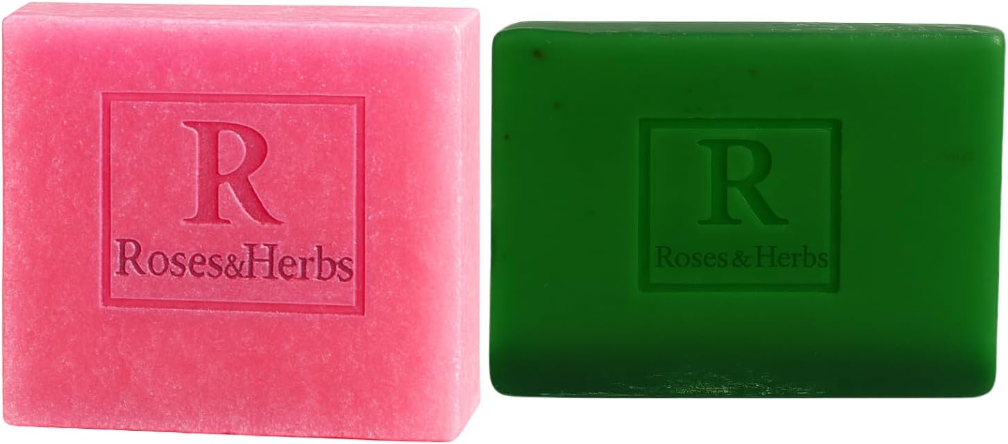 - LUXURY UBTAN SOAP SET OF 2 | BRIGHTENING & RADIANCE-BOOSTING AYURVEDIC BEAUTY BARS | ROSES & HERBS PREMIUM SKINCARE COLLECTION (Neem + Rose)