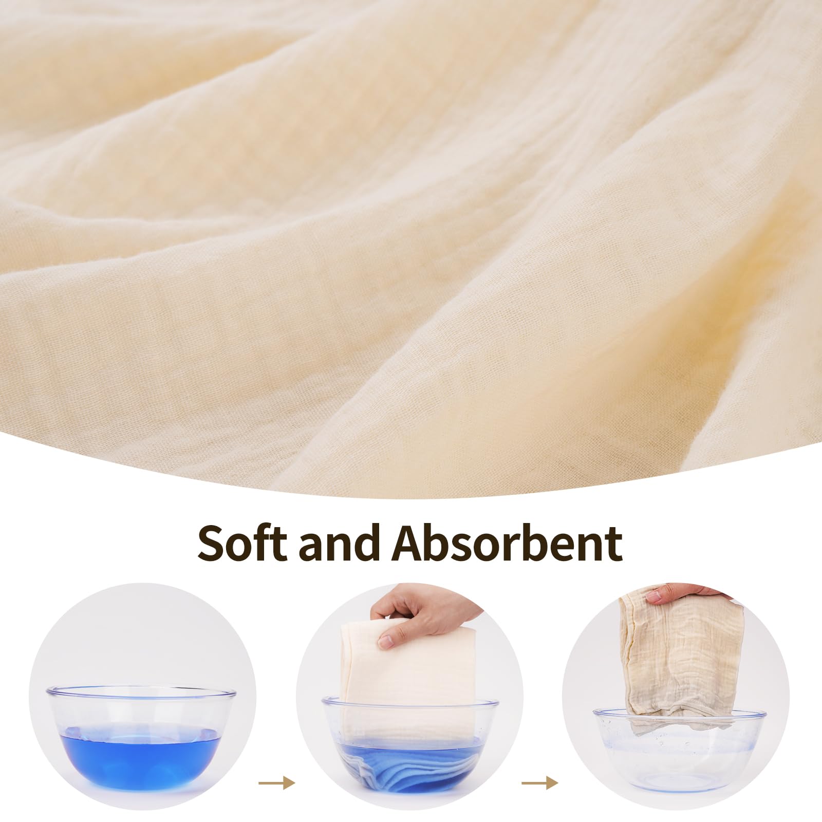 Peepeemax Muslin Cloths for Baby 60x60cm, 4 Pack 100% Cotton Large Muslin Squares Swaddle Blankets - Image 3