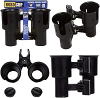 Vista 19 de ROBOCUP, Patented Boat Cup Holder, Clamp on Portable Storage Caddy Securely Holds 2 Drinks, Fishing Poles, Tools, Marine Gear Perfect for Boating