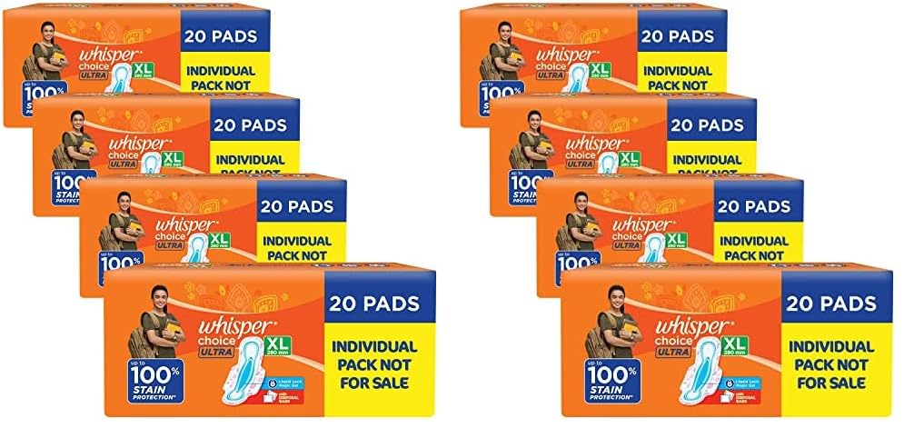 80784→38500 Buy Whisper Choice XL thick Sanitary Pads - upto 100% Stain