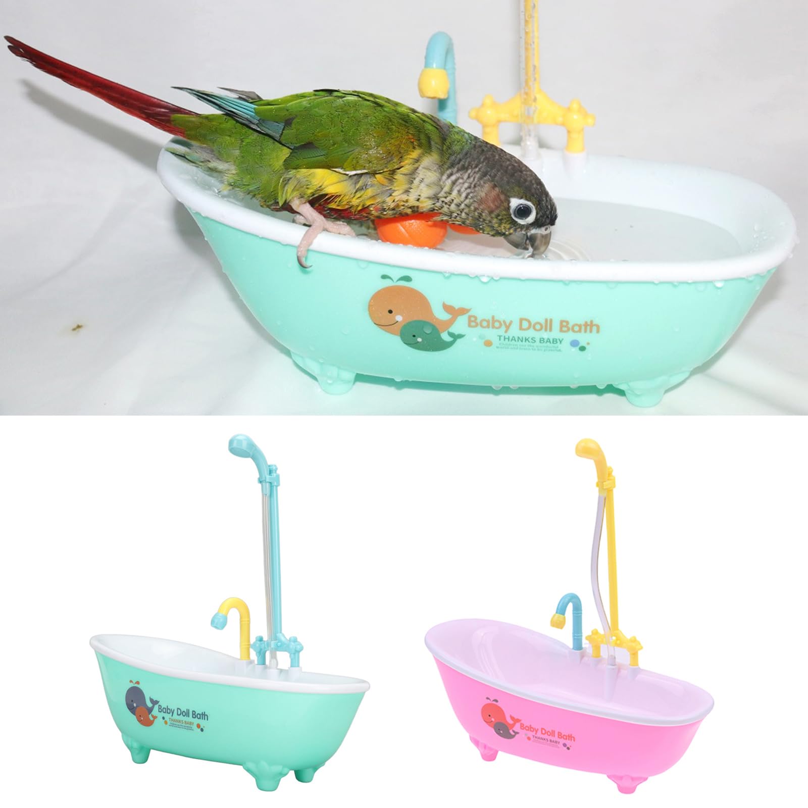 Vasca Da Bagno Automatica Per Uccelli Con Rubinetto Finto - Giocattolo Divertente Per Pappagalli E Animali - Foto 7
