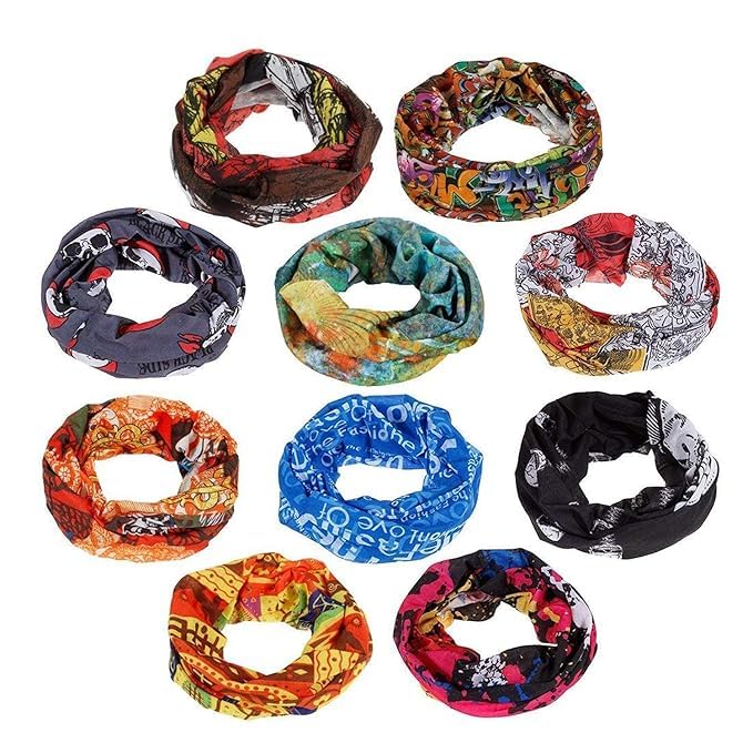 Polyester Male 10 Pack Bandanas For Men And Women Multifunctional Face Mask Head Scarf Balaclava Magic Scarves Sweatband For Uv Protection, Dust, Yoga, Running, Motorcycling