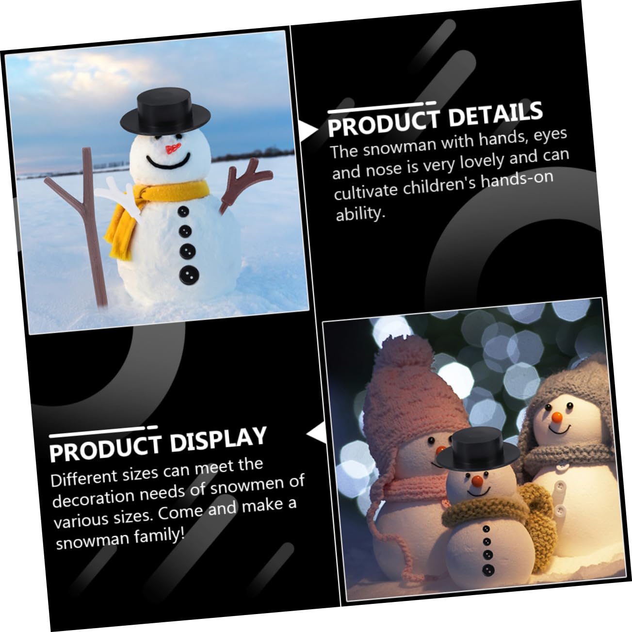 MAGICLULU 3 Sätze Handgefertigte Accessoires Schneemann-baumspitze Hüte Für Mini-schneemänner Weihnachten Leuchtender Schneemann Weihnachtsdekorationen Schneekugel Plastik 302 Stück * 3
