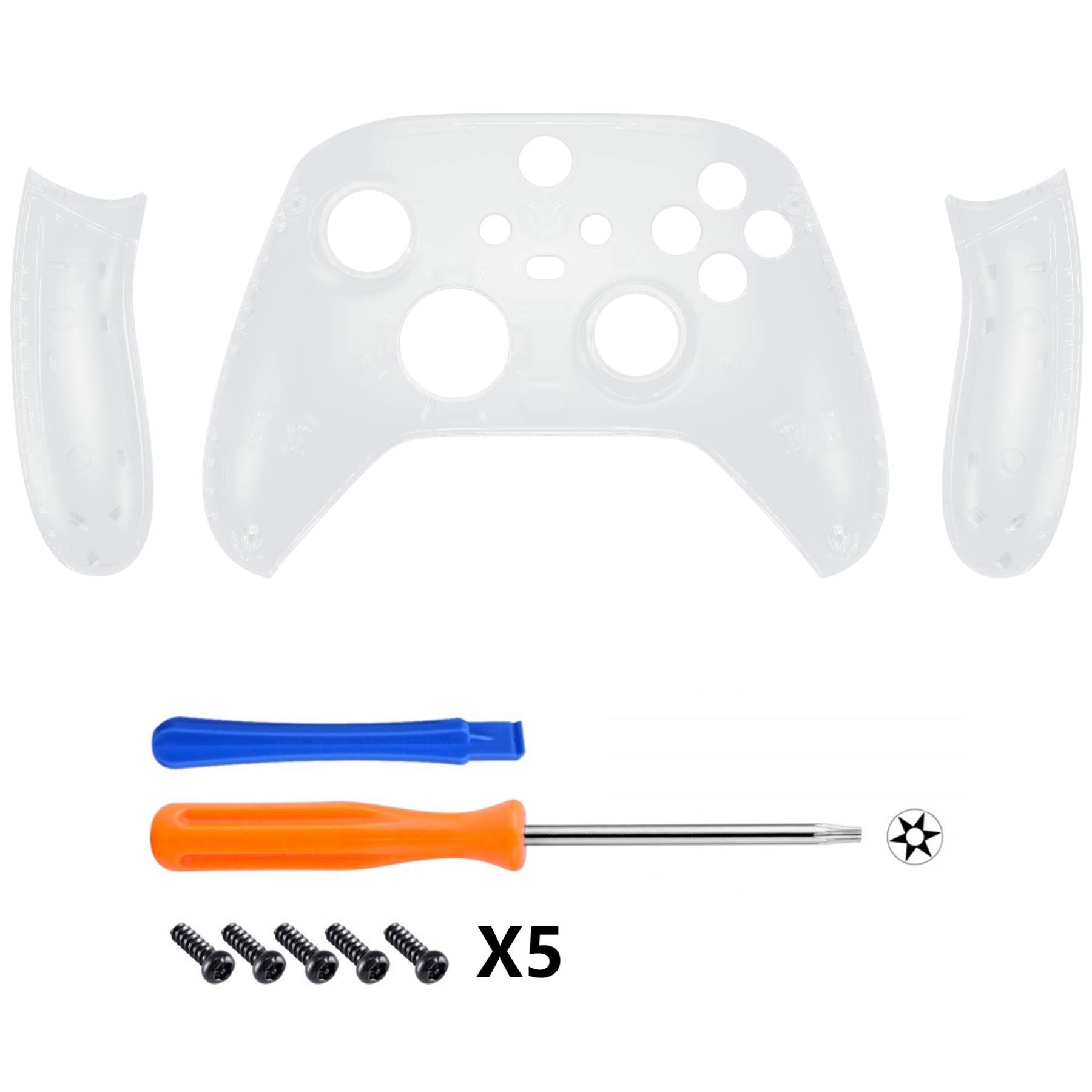 eXtremeRate Front Case & Griffteile Hülle für Xbox Series X/S,Custom Hülle Vorderseite Case Grips Gehäuse Zubehör für Xbox Core Controller(Transparent)-KEIN Controller enthalten