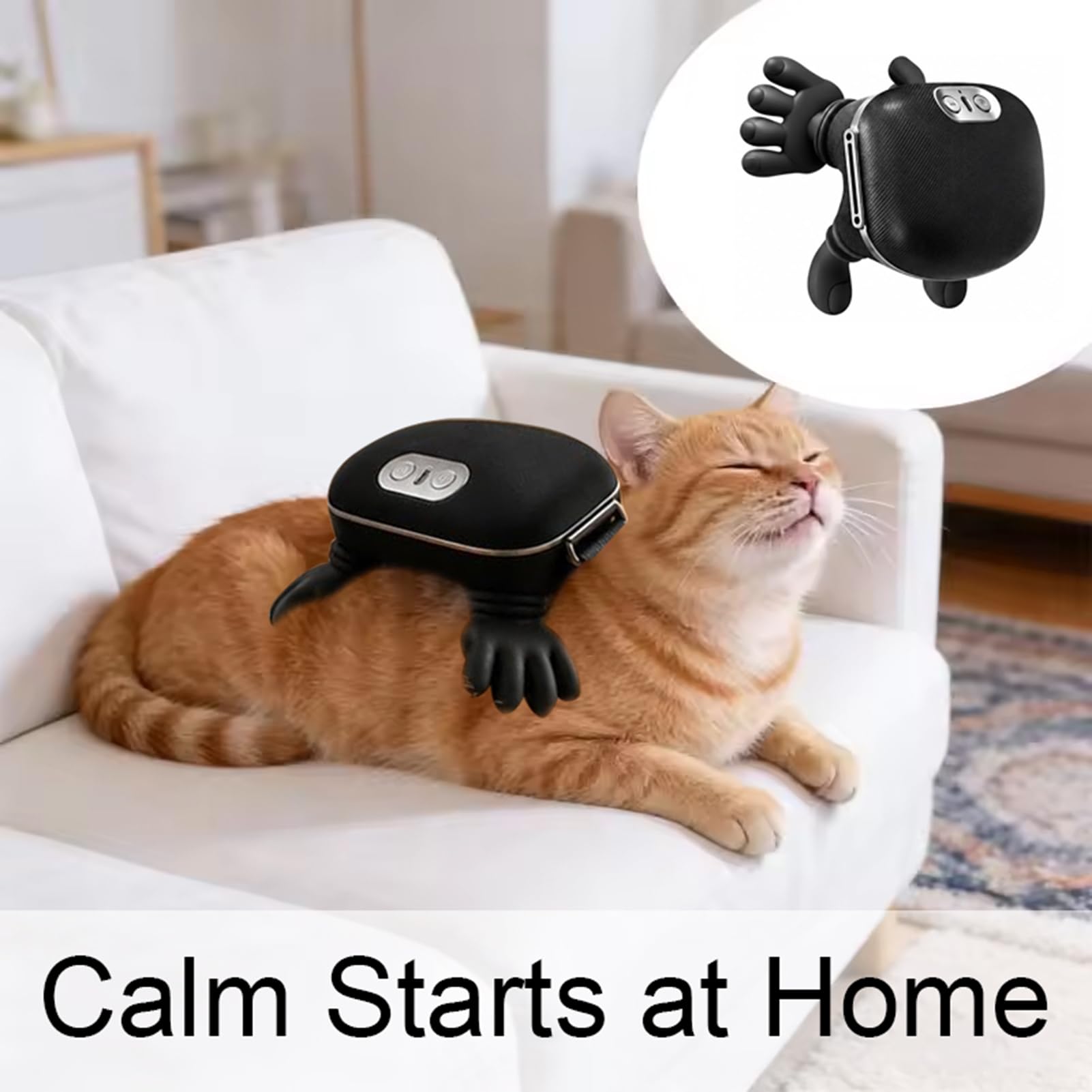 Dog Massager with Hands, Calming Pet Massager, Elektrisches Handmassagegerät für Hunde und Katzen, Automatische Haustiere Kopfmassagegerät mit 3 Stufen für Entspannung, Tiefenmassage (Schwarz)