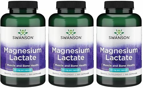 Swanson Lactato de magnesio, suplemento mineral que promueve el apoyo a la salud muscular y ósea, forma mineral de lactato sin lactosa para una