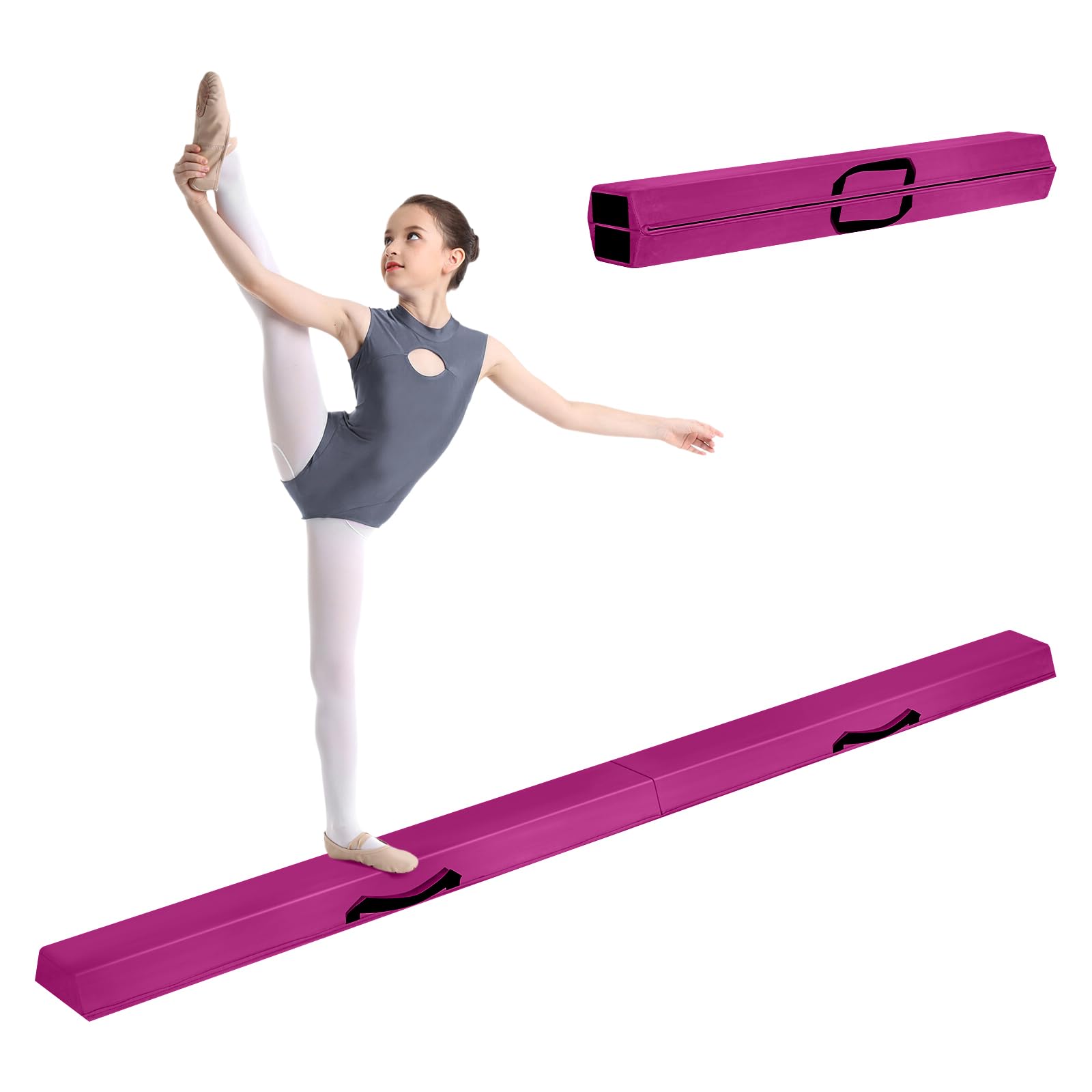 LN COZY CORNER 7FT 2.1M Folding Gymnastics Balance Beam High Density EVA Foam for Kids Gymnastics Equipment for Home Girls, Non-Slip Suede Surface for Training, Beginner to Pro (Purple)