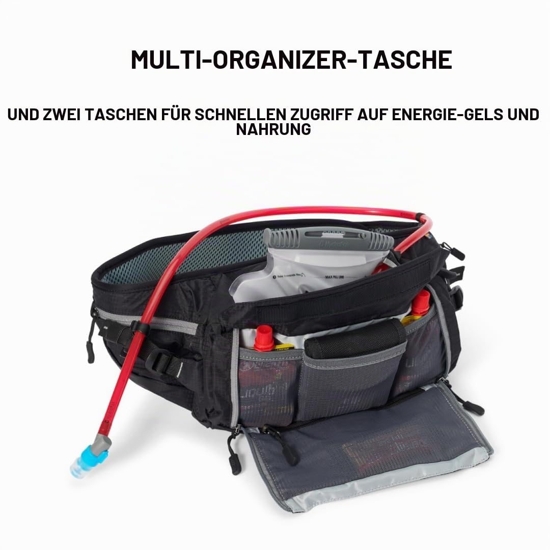 USWE Zulo Hüfttasche mit Organizer und Seitentaschen, Anti-Rutsch-Gürtel, gelb, 6 Long, Gelb