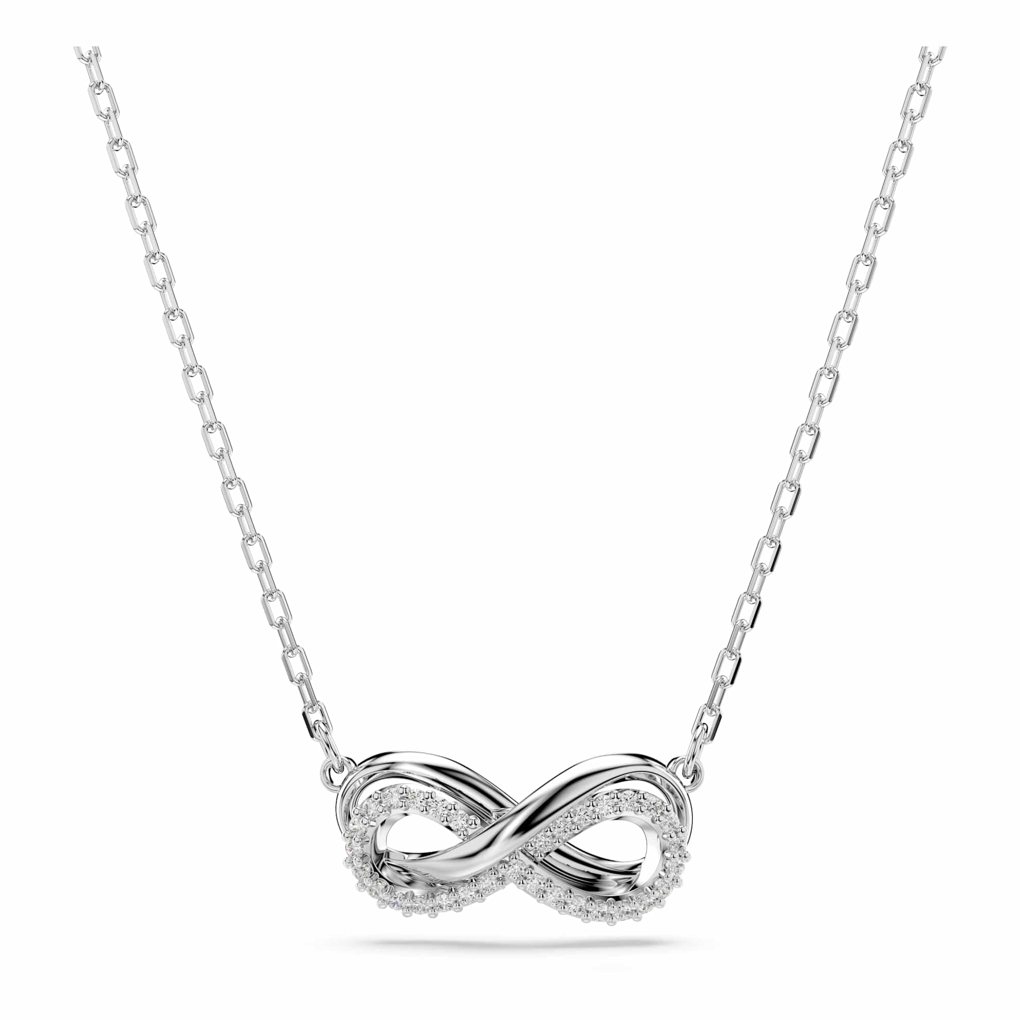 Swarovski Hyperbola Pendant, Pavé, Infinity, White, Rhodium Plated