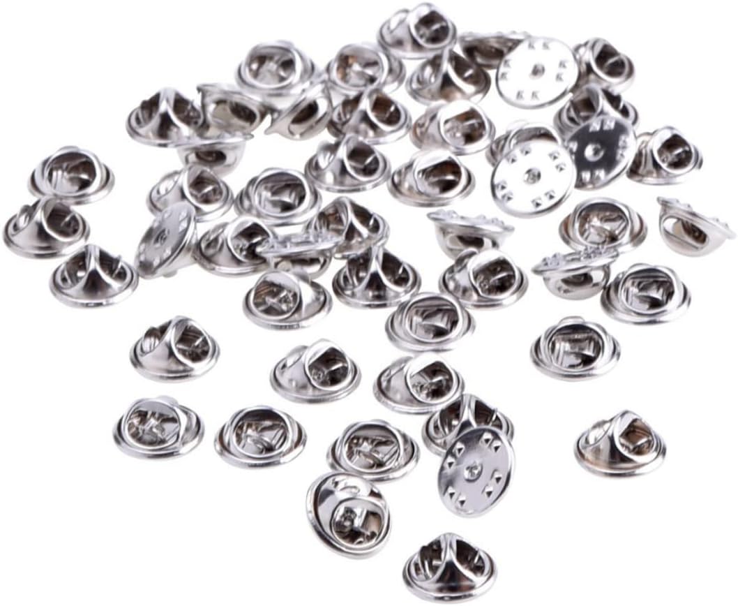 2sets Metal Pin Backs Replacement for Butterfly Pin Silver Lapel Backing for Badge Clutches Clutch Badge 200pcs*2