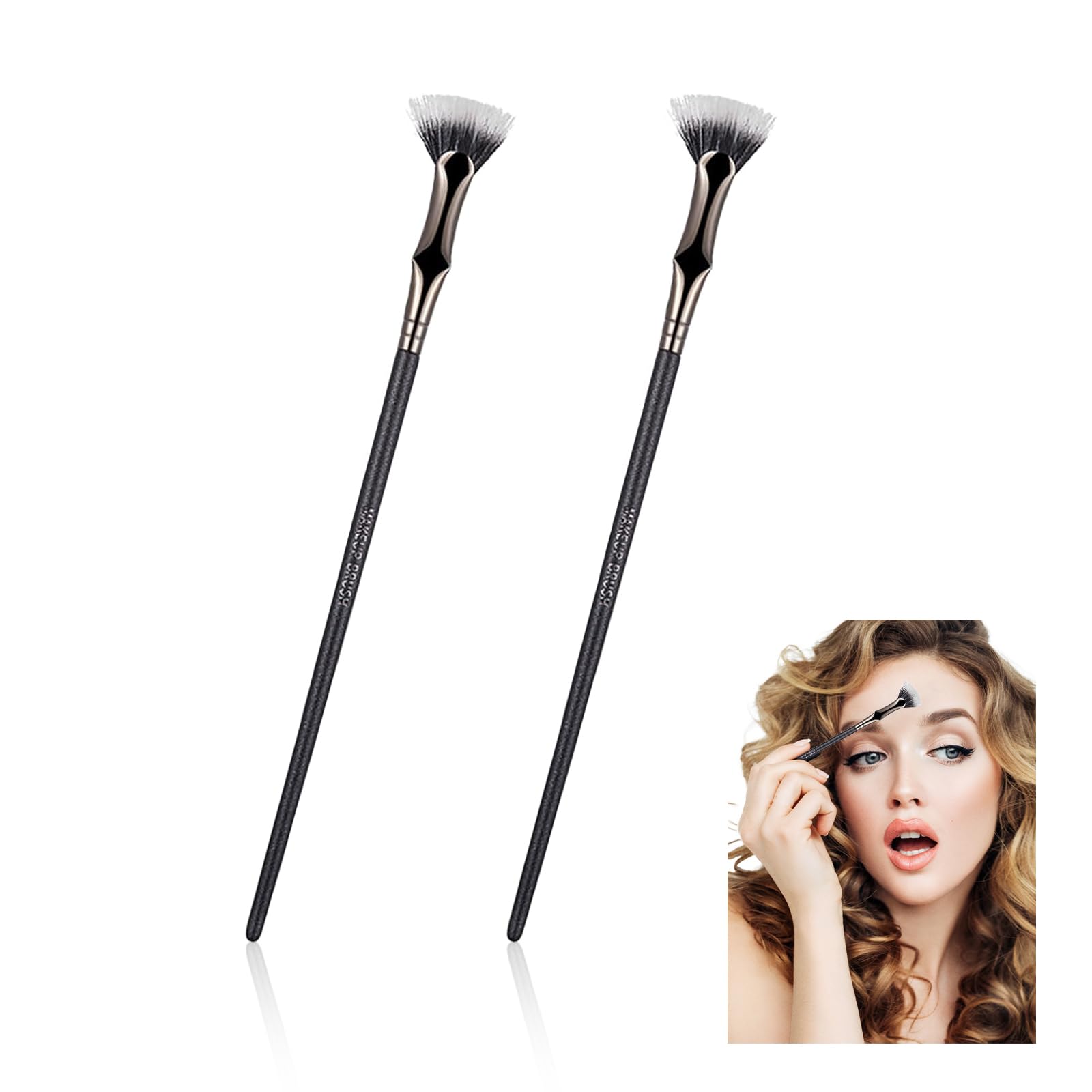 NIIIYTYB 2 Pcs Angled Lash Brush Folding Scalloped Eye Separator Declump Mascara Wand Fan Shaped Eyelash Brush Lower Lash Comb Tool Multifunctional Folding Brush for Lashes Mascara Kit Brush Separator