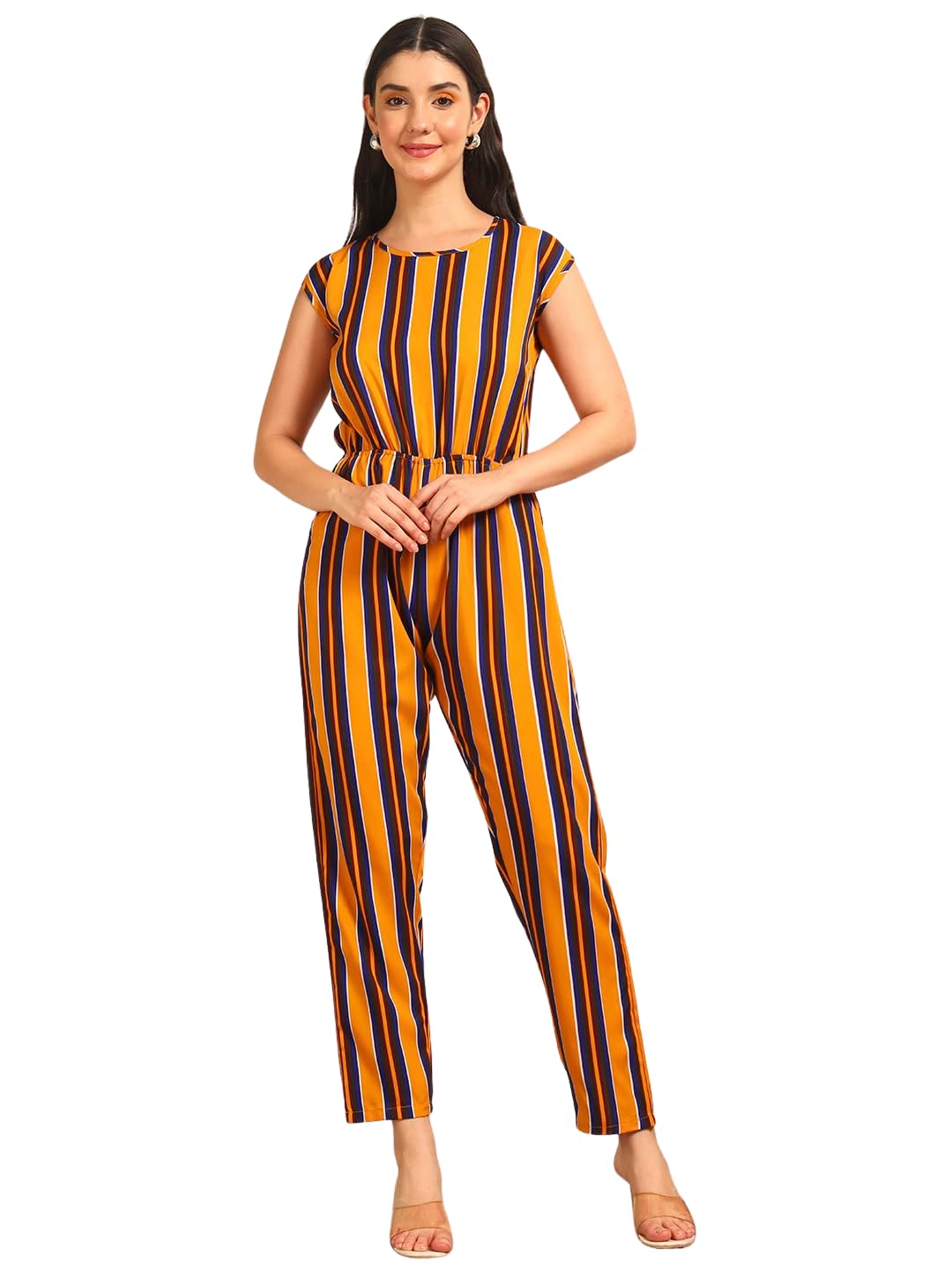 tandul Women'sMulticolor Crepe Jumpsuit - Half SleeveWith Pull On Jumpsuit For Women - Soft & Breathable & Comfortable Outfits for Office, Casual, Festive & Party (11580)-picture-45