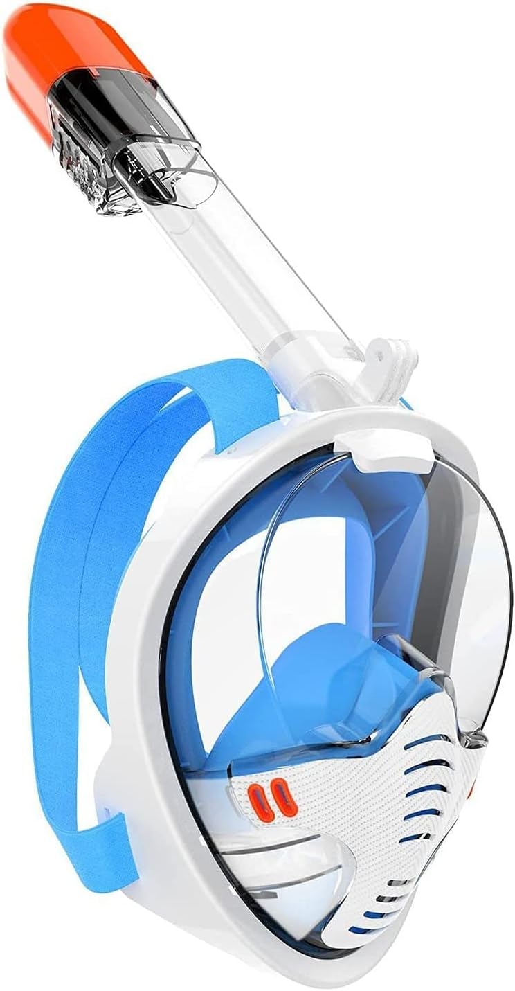 Full Face Snorkel Mask, Snorkeling Mask with Detachable Camera Mount, Panoramic 180 Degree View Dive Mask, Anti-Fog Anti-Leak, Suitable for Adult, Kids