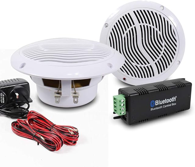 E-Audio Bluetooth Ceiling Speaker Kit Bathroom Wireless Bluetooth Amplifier Water Resistant Ceiling Speakers (2 Way)