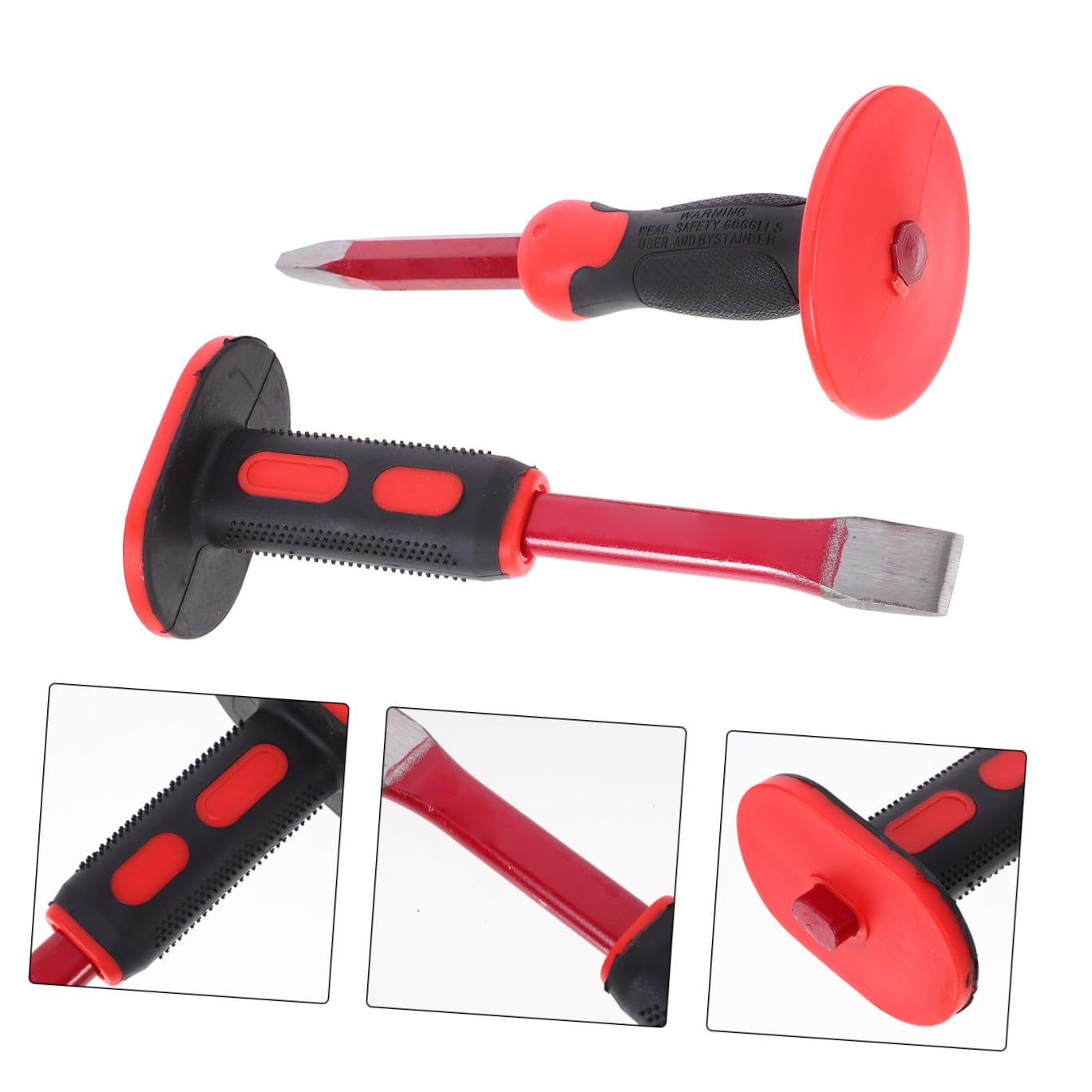 NOLITOY Set di Scalpelli per Muratura 2 Pezzi da 250mm in Acciaio Cromo-vanadio Protezione Mano e Assorbimento Urti per Lavori Pesanti in Edilizia e Lavorazioni Metalliche