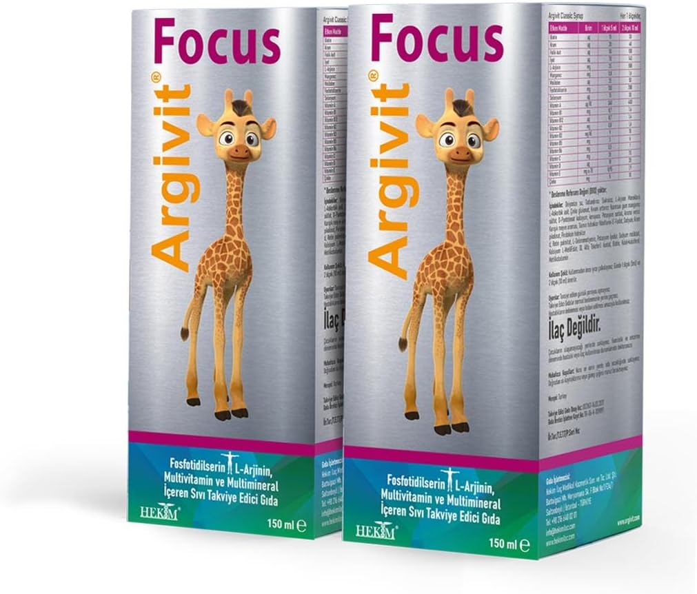 Argivit Focus Syrup 150 ml 2 Pack - Orange and Vanilla Flavored