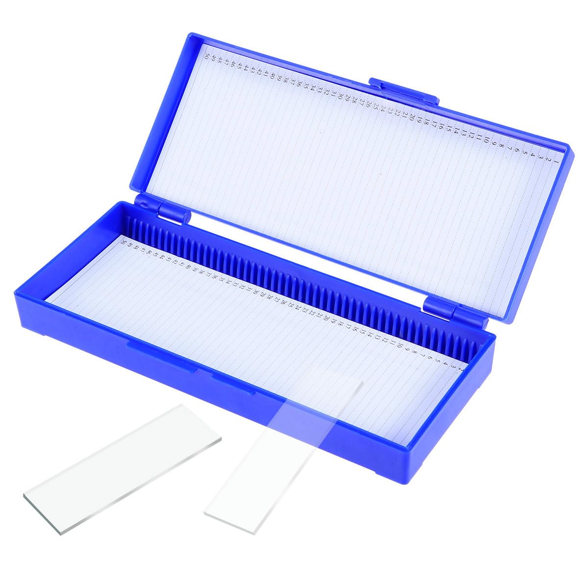 Scatola per Vetrini: 50 Ccomparti, Plastica - Scatola per Vetrini per Microscopio per Vetrini da Laboratorio per Microscopia Dimostrativa, Con Slot (Confezione da 3, Blue Scuro)