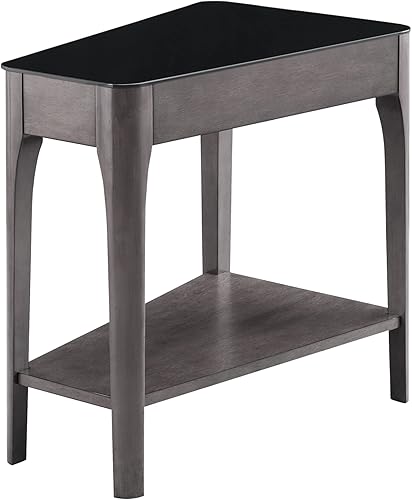 Miniatura 37 de Leick Home 10074-DS - Mesa auxiliar reclinable con plataforma con estante, color arena del desierto Arenas del desierto,Negro -,Gris,Roble de