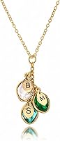 Personalized Birthstone Necklace for Mom & Grandma - Custom Initials Family Jewelry with Birthstones Gift