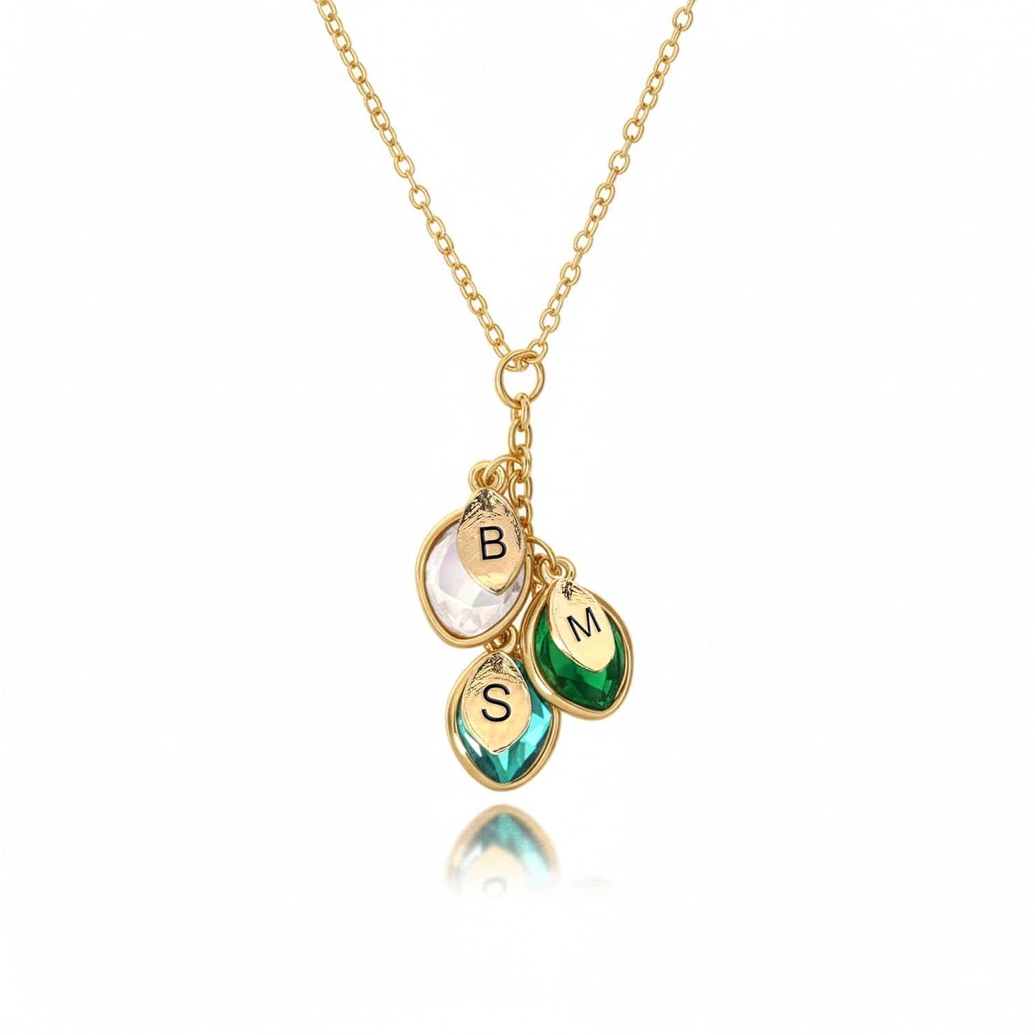 MignonandMignon Birthstone Necklace for Grandma Initial Necklaces for Women Personalized Jewelry for Women Birthstone Necklace Grandkids Name Gifts