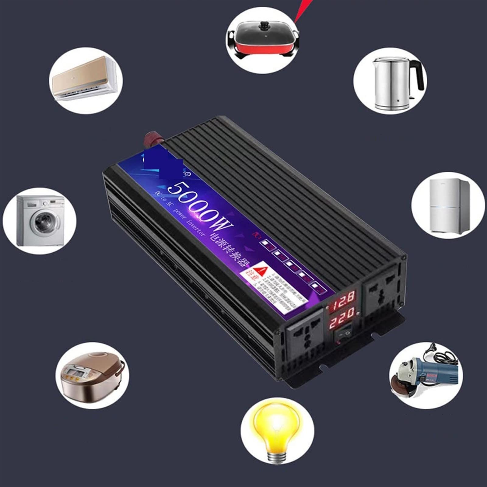 Inverter Fotovoltaico Duokon 6000W 12V A 220V | Convertitore Onda A Gradino Con Protezioni | Per Auto E Impianti Solari