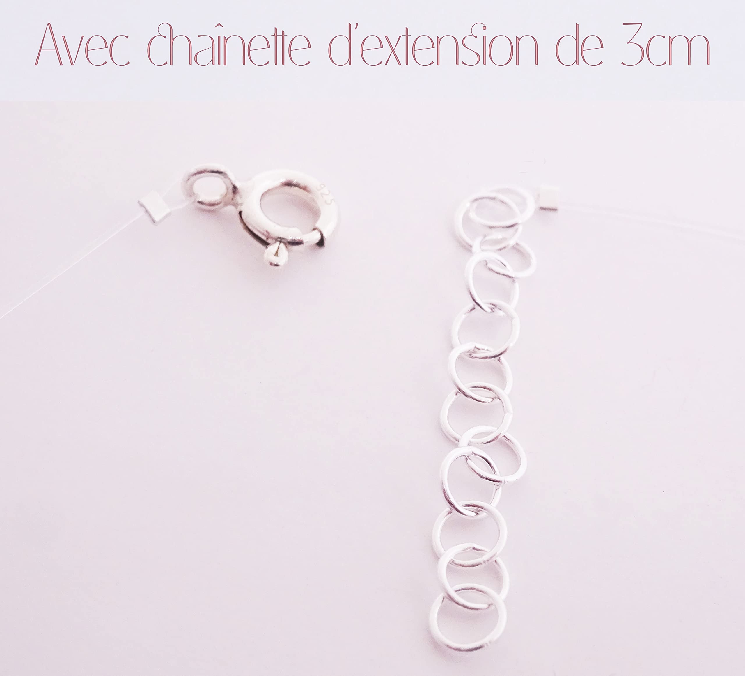 Collier Solitaire invisible - ARGENT 925 - PETIT ou GRAND Pendentif Pure Brillance - Ras-de-cou en Fil de Nylon transparent - Cordon de la clavicule