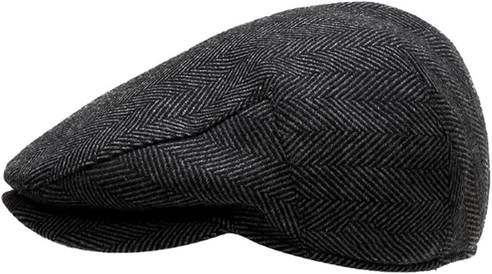 Men's Newsboy Hat with Earflaps Flat Ivy Caps Irish Cabbie Cap - Image 3