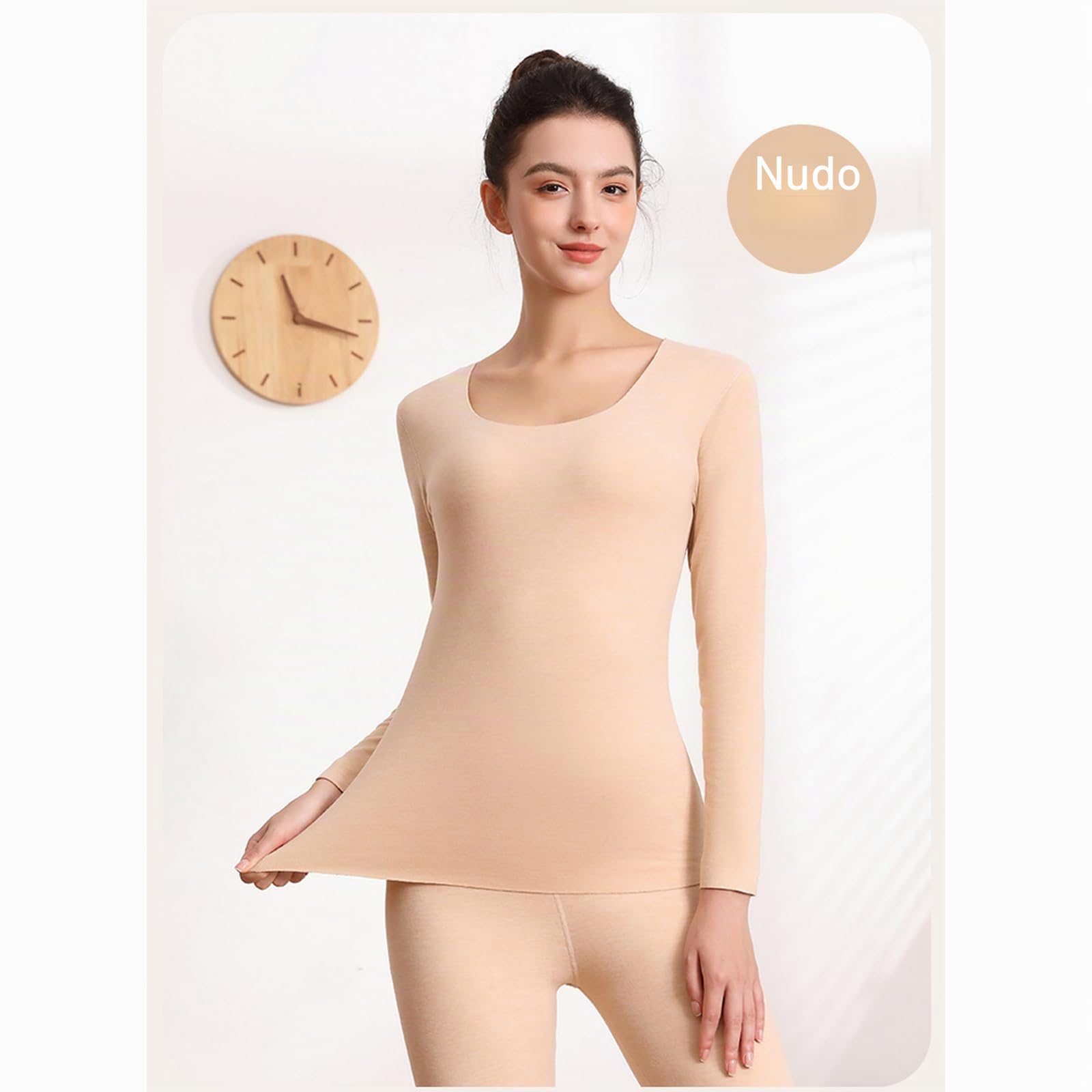 Intimo Termico Set Donna Maglia Termica a Maniche Lunghe e Pantaloni Biancheria Intima Termica Base Layer Traspirante Senza Cucitura, Ultra Morbido Completo Termico Invernale