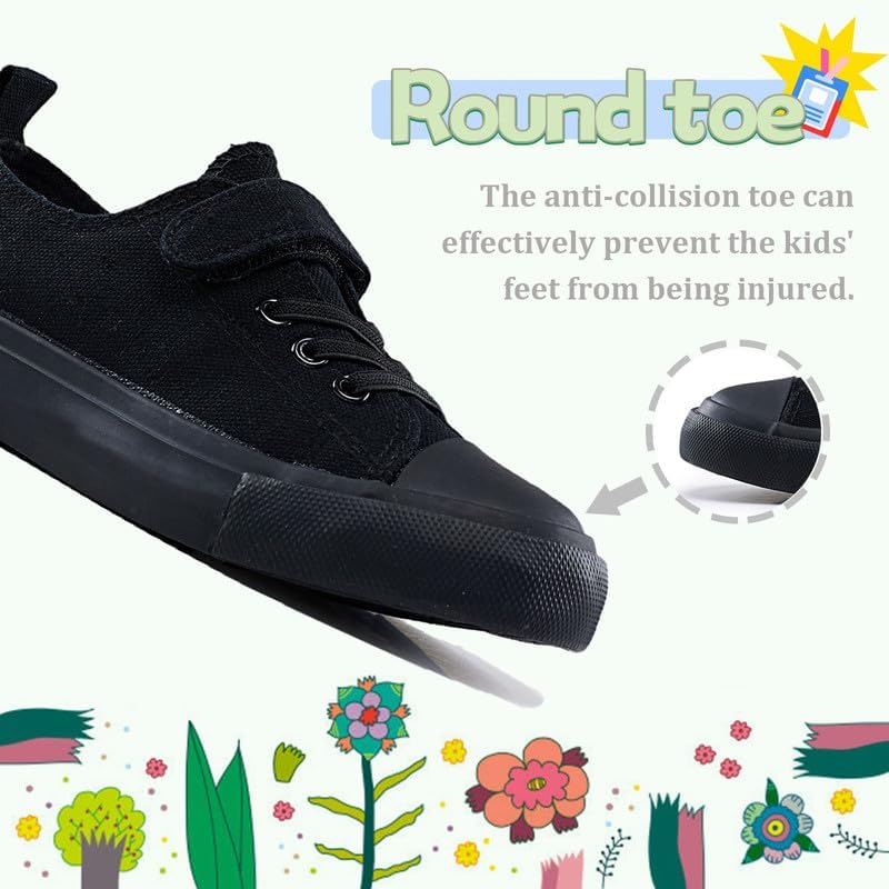 LUMUBBY Kid Shoes for Boys Girls Toddler Little Kid Canvas Low Top Sneakers Classic Adjustable Strap Lace up Shoes for Kids Breathable Lightweight3
