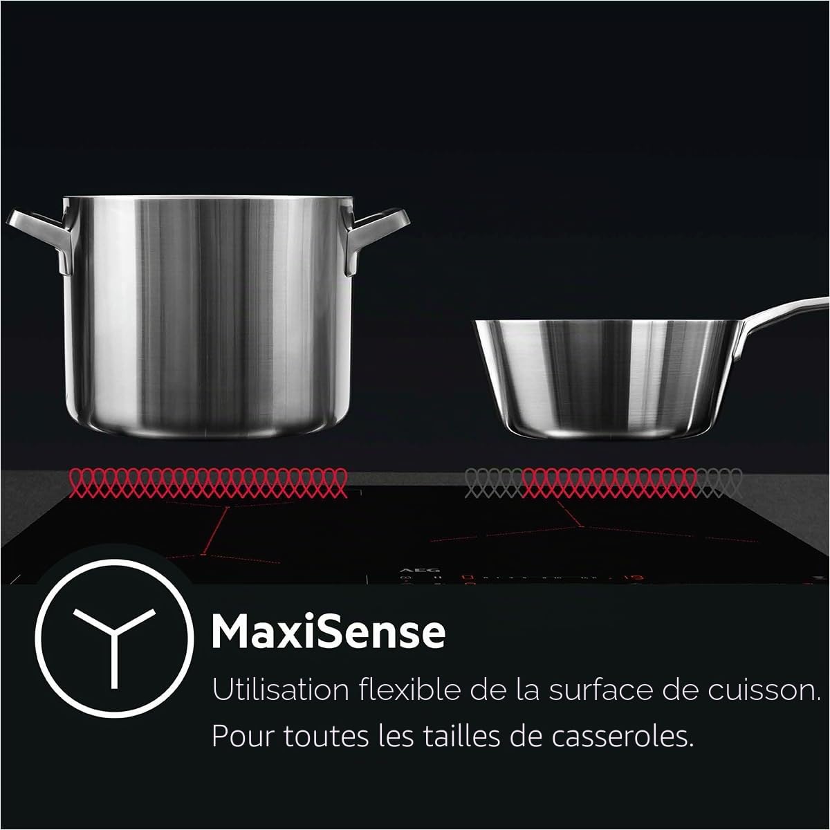 AEG 60 cm Induction Hob²Hood/Pyrolysis Hob – Self-Cleaning/SoftClosing/Touch Control/Grill Function/Screen with Clock/Child Safety/A/CIB6499APB