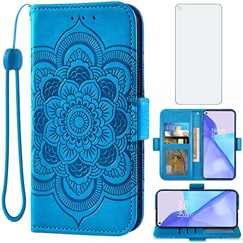 Compatible with OnePlus 9 OnePlus9 5G Wallet Case and Tempered Glass Screen Protector Flip Cover Credit Card Holder Stand Cell Phone Cases for One ...