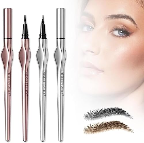 新感覚アイブロウ超極細液体アイブロウペンシル、極細二本爪アイブロウペンシル、自然な発色、ウォータープルーフで長持ち、にじまず、色褪せない、初心者の必需品-01#ブラウン