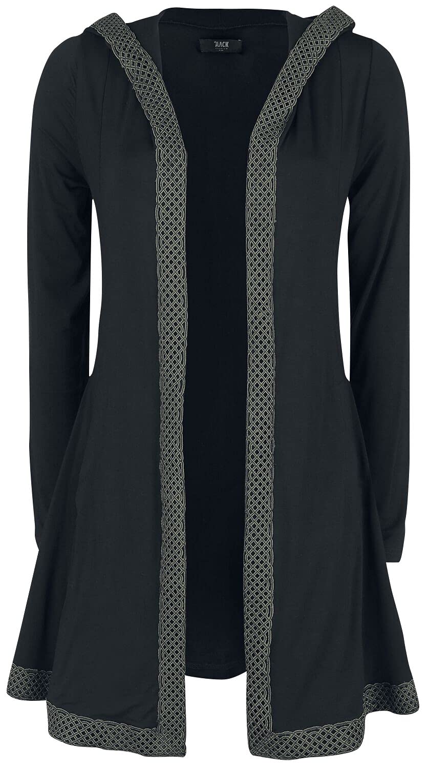 Black Premium by EMP Damen schwarzer Cardigan mit Kapuze und Knoten-Borte