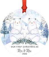 Vista 80 de Andaz Press Adorno de recuerdo de Navidad de metal redondo personalizado para la familia, My First Christmas As Gigi 2024, acuarela de osos polares